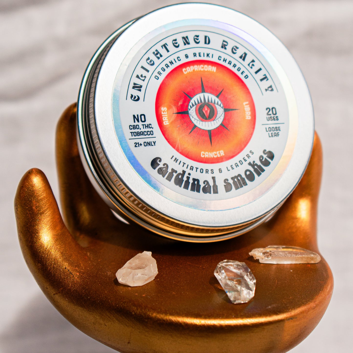 Organic Cardinal Smoking Blend for Aries, Cancer, Libra, and Capricorn zodiac signs, supporting creativity and leadership