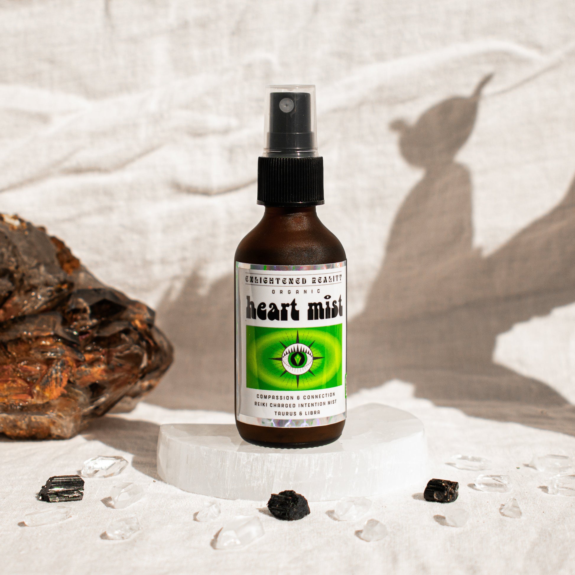 Organic Heart Chakra Mist for Taurus and Libra zodiac energy, promoting compassion and emotional connection