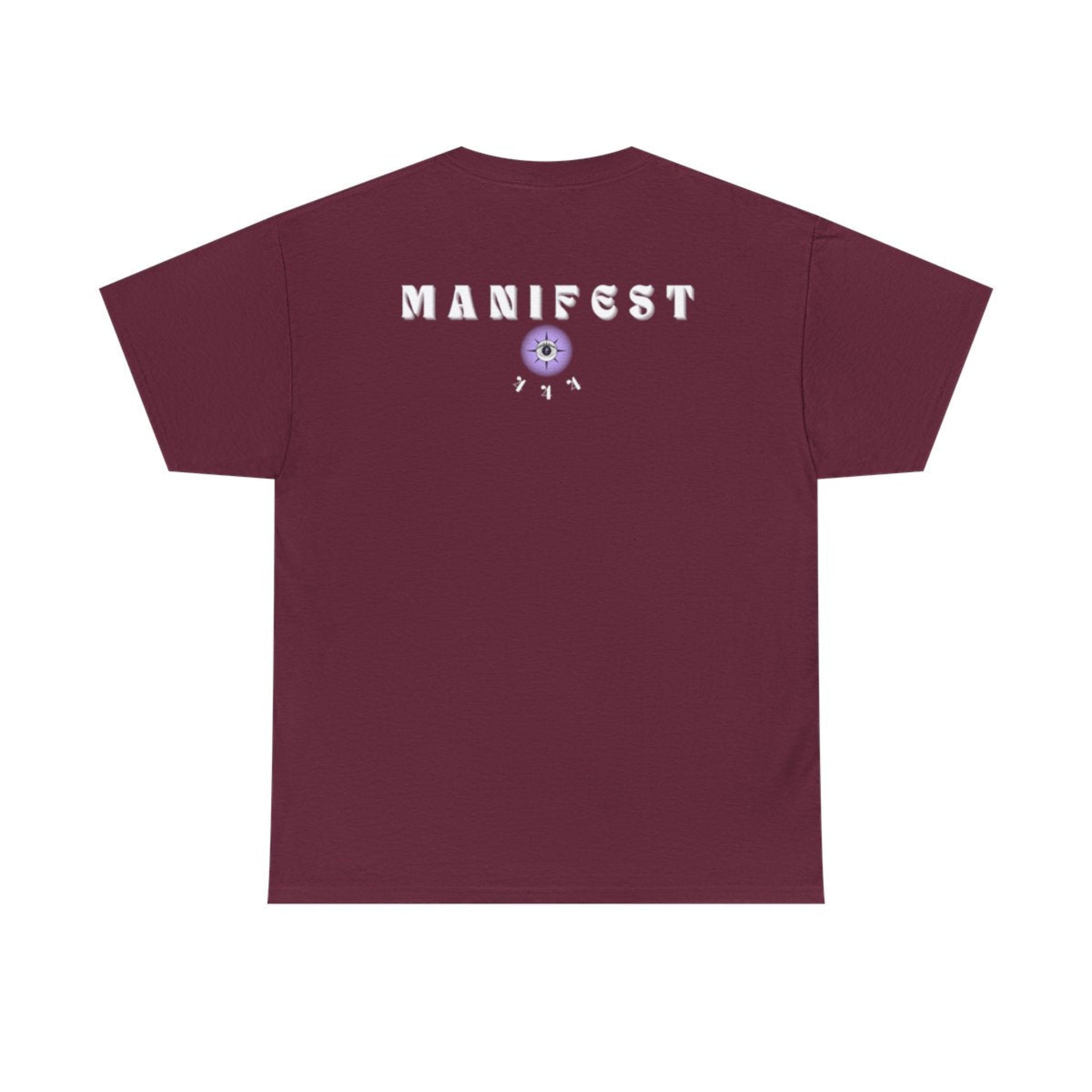 I Love You Soul Much spiritual t-shirt inspired by Heart Chakra meditations and angel number 444 energy in maroon, back view