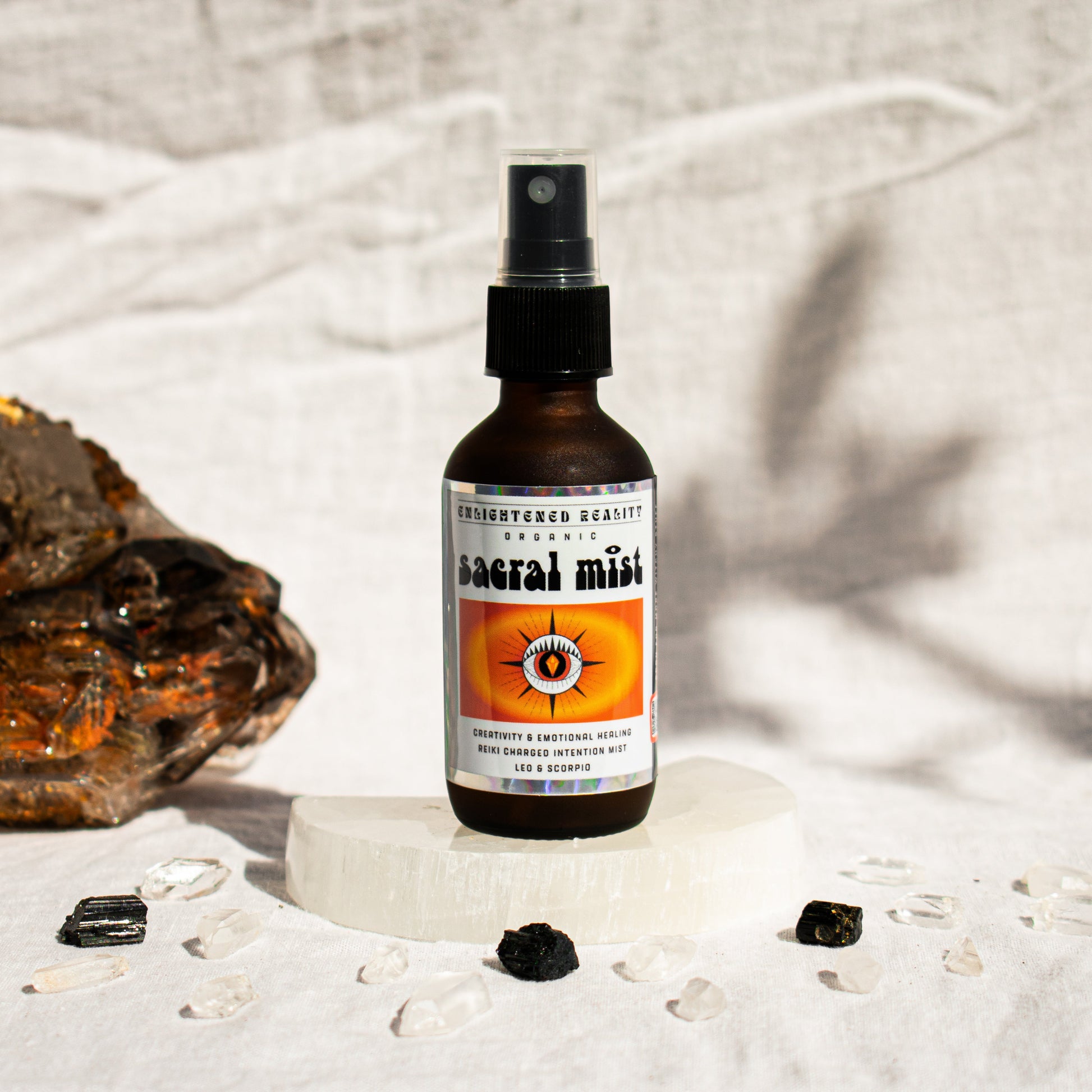 Organic Sacral Chakra Mist for Leo and Scorpio zodiac energy, supporting emotional healing and creativity
