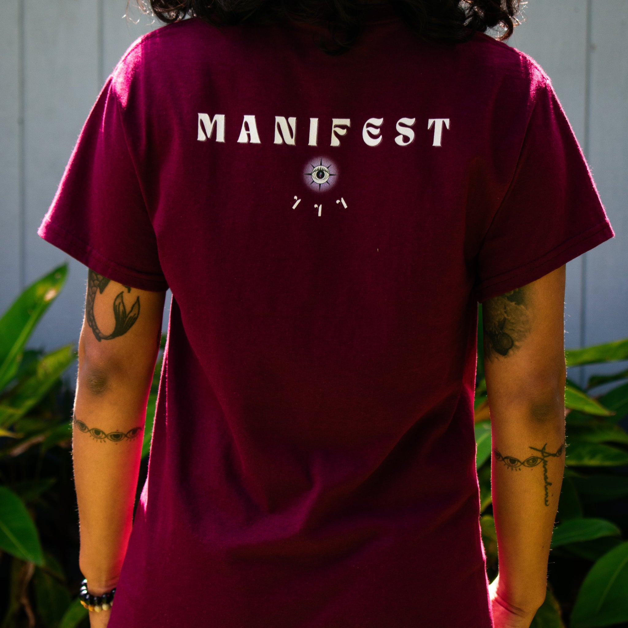 I Love You Soul Much spiritual t-shirt inspired by Heart Chakra meditations and angel number 444 energy in maroon, back view